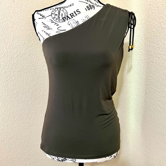 Michael Kors Tops - Michael Kors One Shoulder Camo Green Top